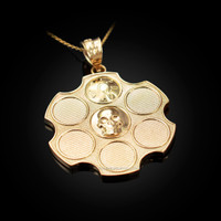 Yellow Gold Russian Roulette Pendant Necklace