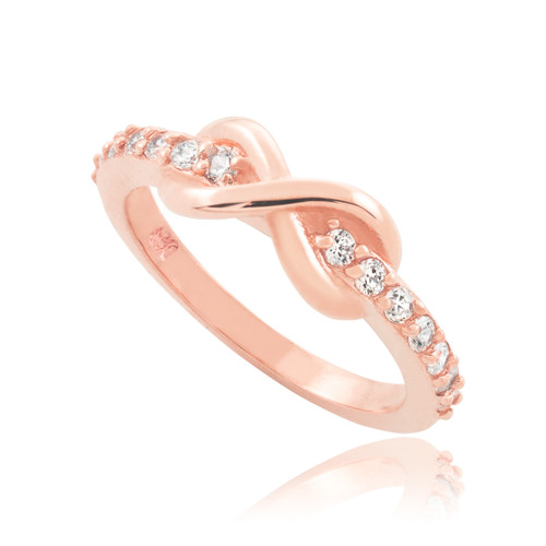 Rose Gold Infinity Clear CZ Knukle Ring