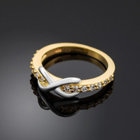 Two-Tone Gold Infinity Clear CZ Knukle Ring