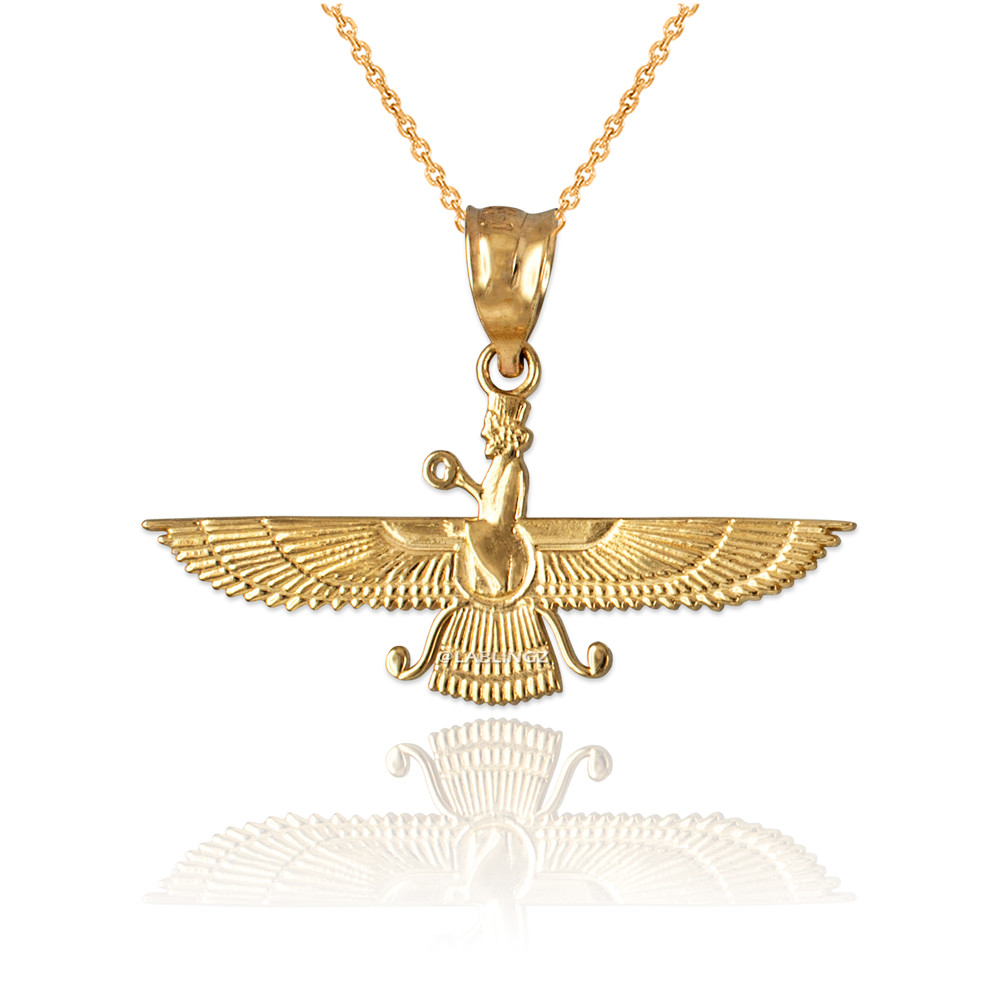 Yellow Gold Farvahar Womens Pendant Necklace