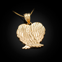 Yellow Gold  Angel Wings Pendant Necklace