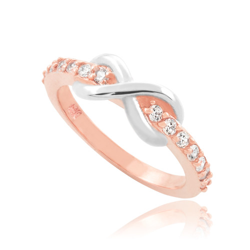 Two-Tone Rose Gold Infinity Clear CZ Knukle Ring