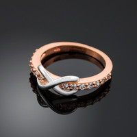 Two-Tone Rose Gold Infinity Clear CZ Knukle Ring
