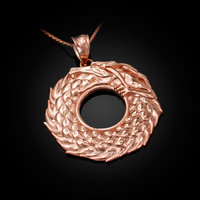 Rose Gold Ouroboros Dragon Pendant Necklace