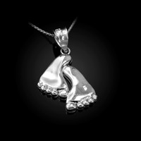 White Gold Baby feet Pendant Necklace