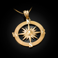 Yellow Gold Compass Pendant Necklace
