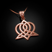 Rose Gold Celtic Heart Pendant Necklace