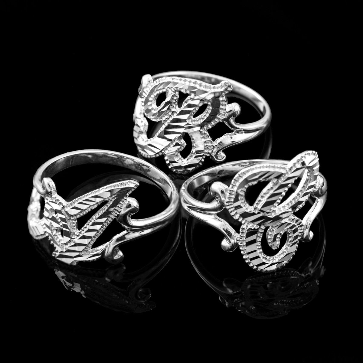 White gold initial on sale ring