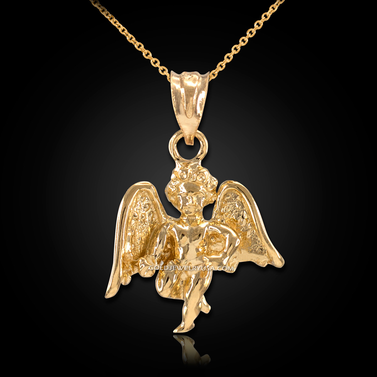 Solid Yellow Gold Guardian Angel 