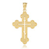 Gold Russian Eastern Orthodox Diamond Cross Pendant