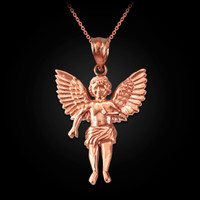 Guardian Angel Cherub Pendant 14k Yellow Rose store Gold Snowflake