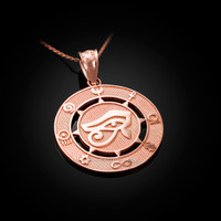 Rose Gold Eye of Horus Good Luck Amulet Pendant Necklace