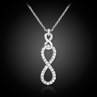 White Gold Vertical Infinity Diamond Necklace