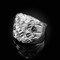 White Gold Sparkle Cut Nugget Ring