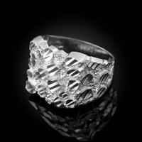 White Gold Mens DC Nugget Ring