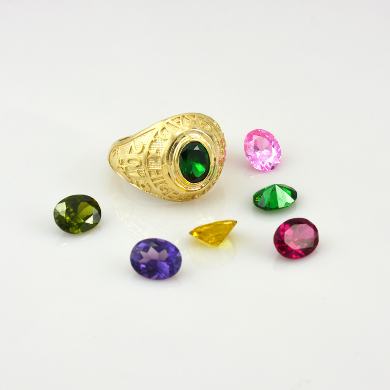 10k Yellow Gold High School Class Of 2018 Graduation Ring - Personalized With CZ Birthstone, Customizable