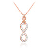 14K Rose Gold Vertical Infinity Diamond Necklace