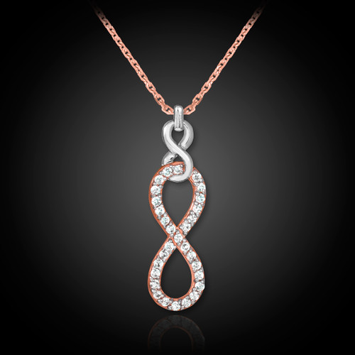 rose gold double infinity diamond necklace