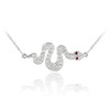14K White Gold Diamond Pave Snake Necklace with Ruby Accents