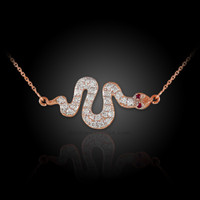 rose gold diamond snake necklace