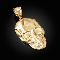 Polished Yellow Gold Mens Skull  Pendant