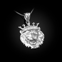 White Gold Lion King Charm Necklace