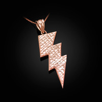 Rose Gold Lightning Bolt DC Pendant Necklace