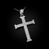 White Gold Reversible Christian Cross Pendant Necklace