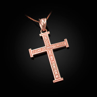 Rose Gold Reversible Christian Cross Pendant Necklace