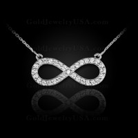 White gold diamond infinity necklace