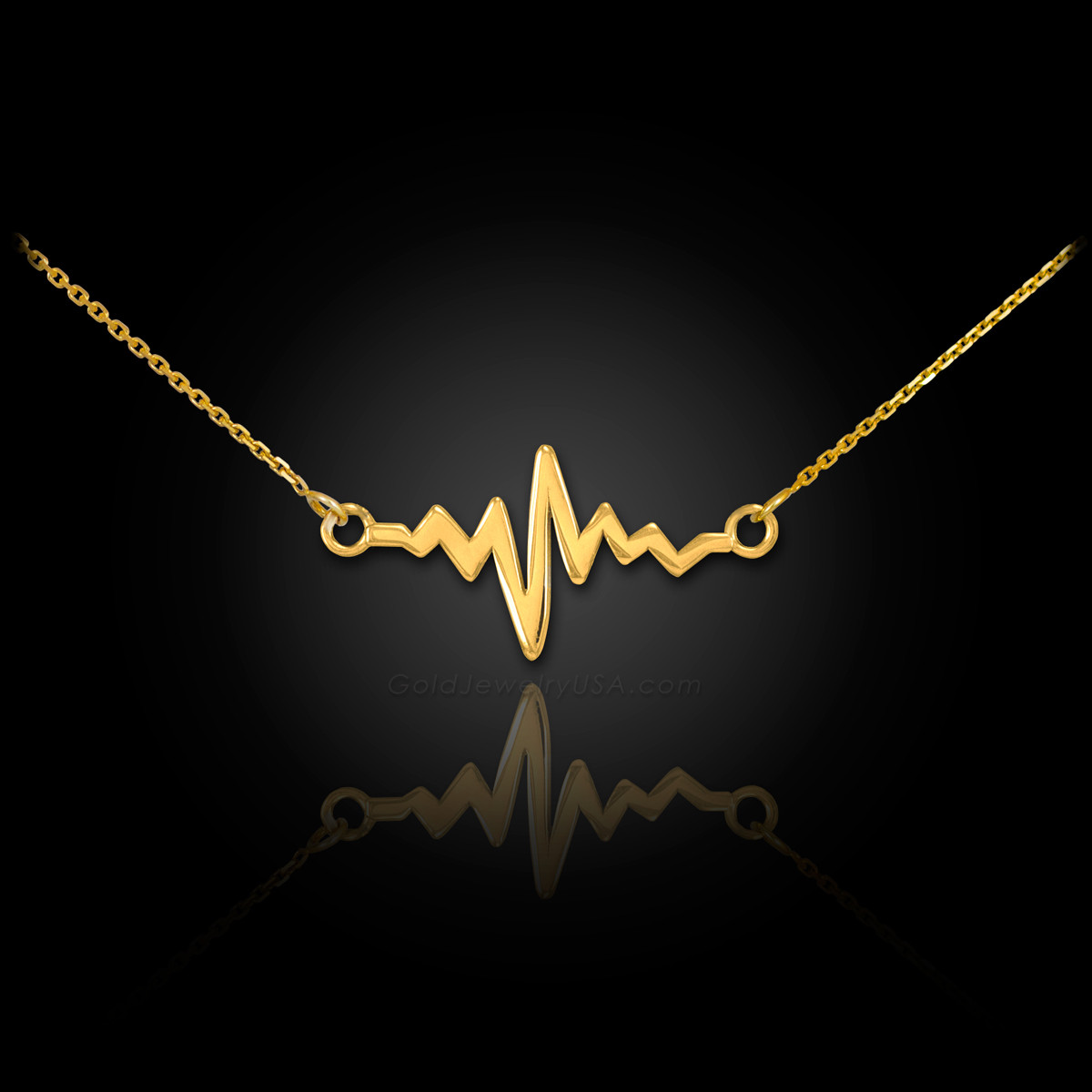 14 karat gold heartbeat necklace
