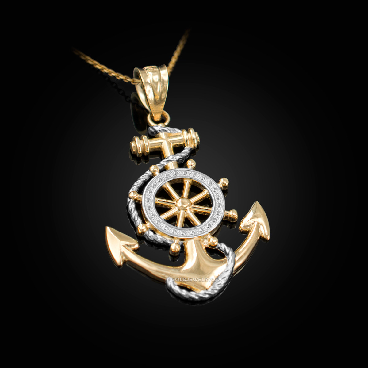 Women Gold Metal Chain Blue Anchor Charm Nautical Fashion Jewelry Necklace  
