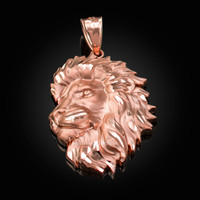 Rose Gold Lion Face Sparkle Cut Pendant (S/L)