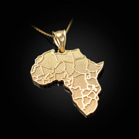 Yellow Gold Africa Country Map Pendant Necklace