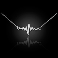 white gold heart beat pulse necklace