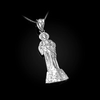 White Gold St. Jude Diamond-Cut Pendant Necklace