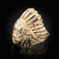 Yellow Gold DC Indian Chief CZ Ring