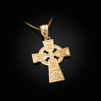 Yellow Gold Celtic Cross Charm Necklace