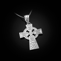 White Gold Celtic Cross Charm Necklace