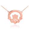 14K Rose Gold Classic Claddagh Necklace