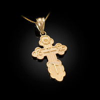 Gold Eastern Orthodox St. Olga Cross Pendant Necklace