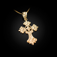 Yellow Gold Fleury Cross Charm Necklace