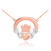 14K Two-Tone Rose Gold Classic Claddagh Necklace