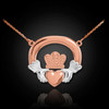 Two-tone rose gold claddagh necklace