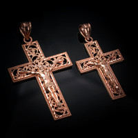 Rose Gold Filigree Crucifix Cross DC Pendant (S/L) 