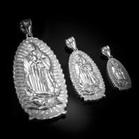White Gold Virgin Mary Pendant (S/M/L)