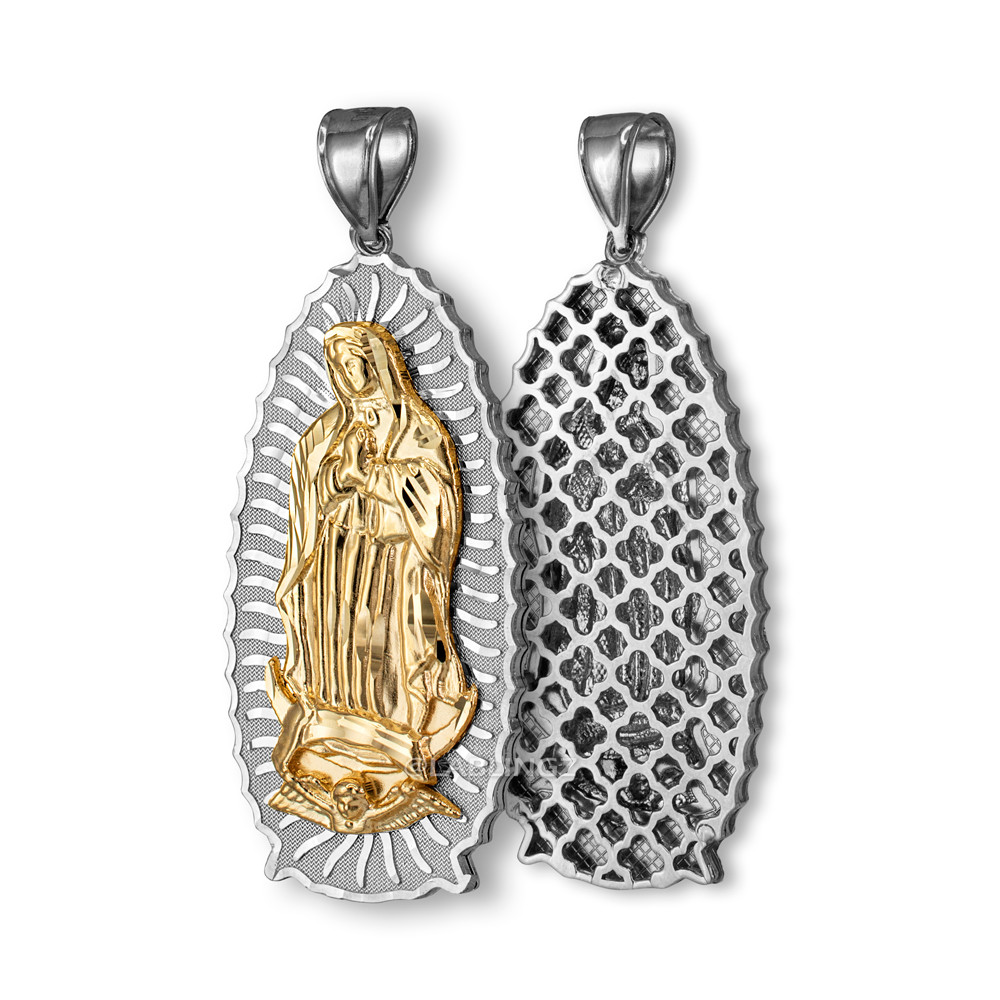 White gold mary pendant sales
