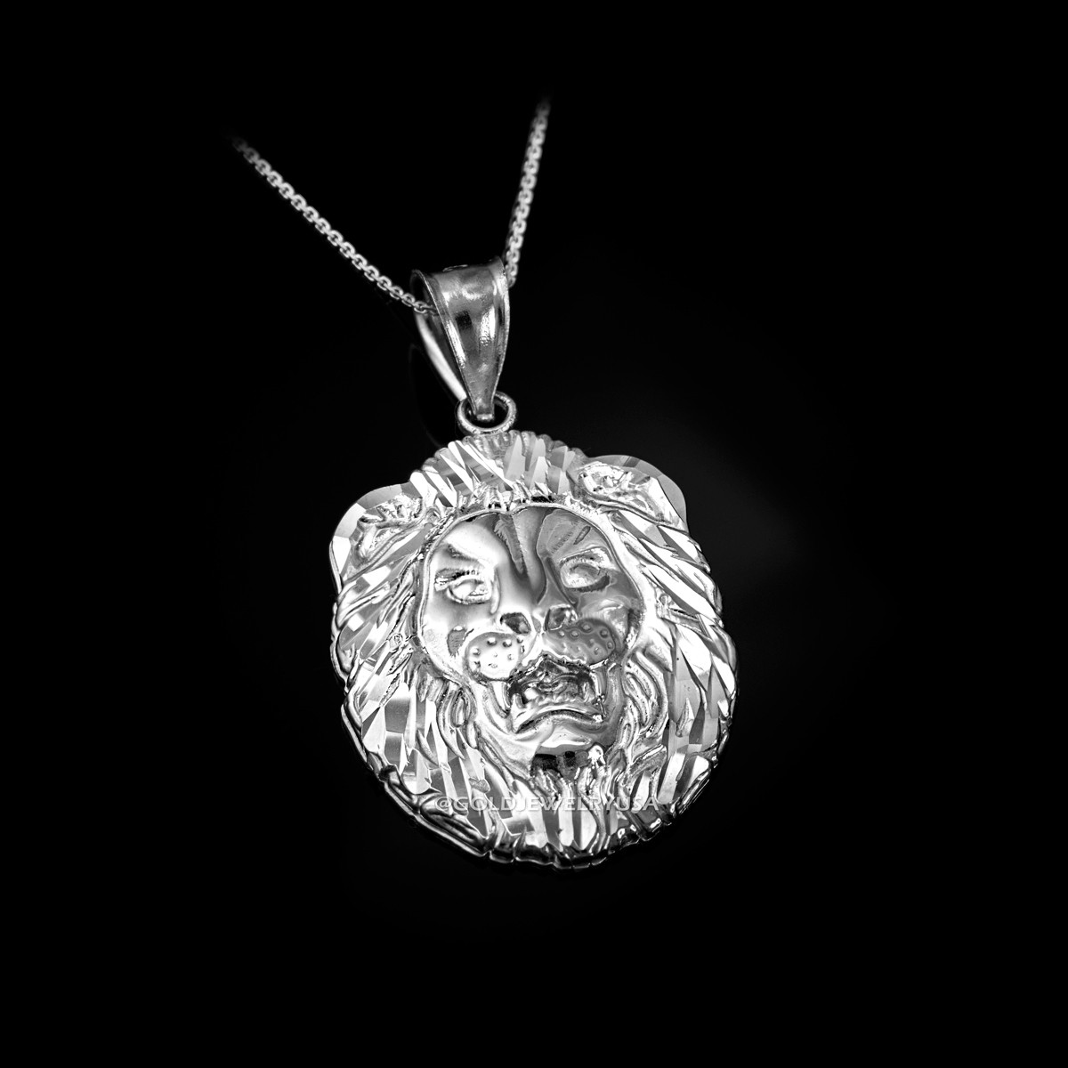 white gold lion pendant