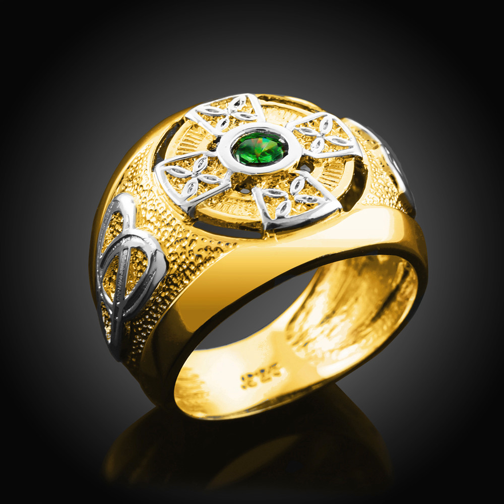 Two Tone Gold Men s Celtic Birthstone Ring