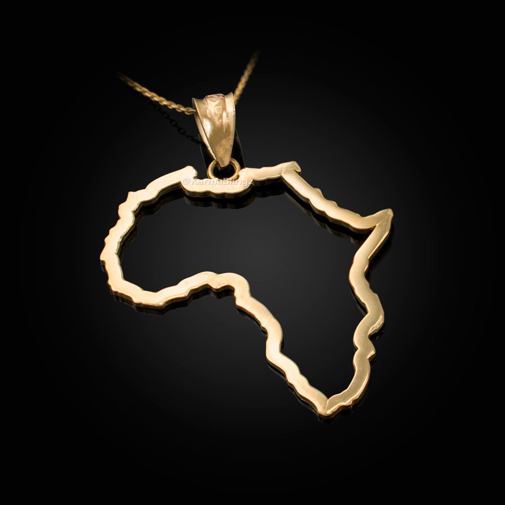 Yellow Gold Africa Open Design Pendant Necklace